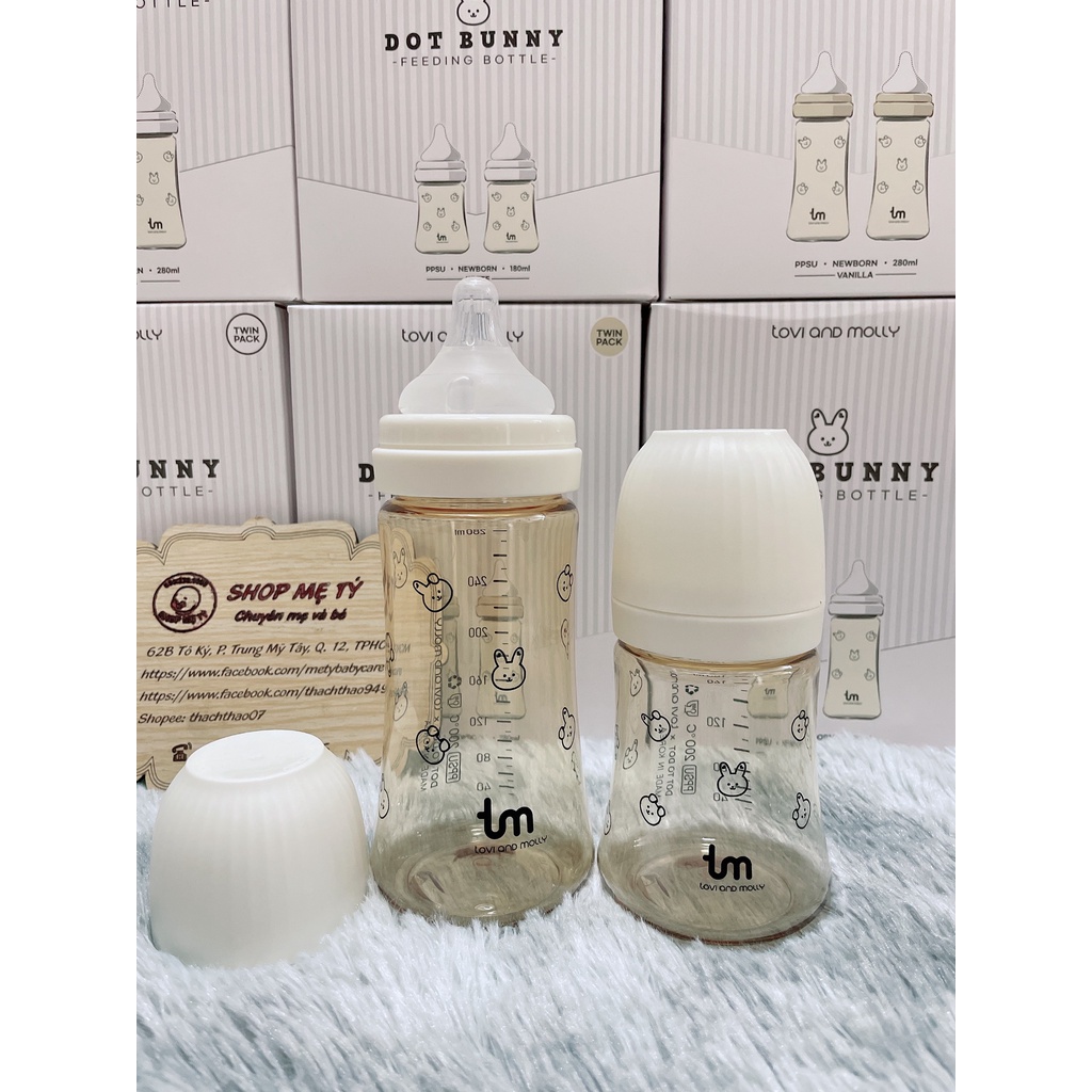 Bình sữa thỏ / sóc Tovi and Molly x Dot to Dot Hàn Quốc size 180ml/ 280ml