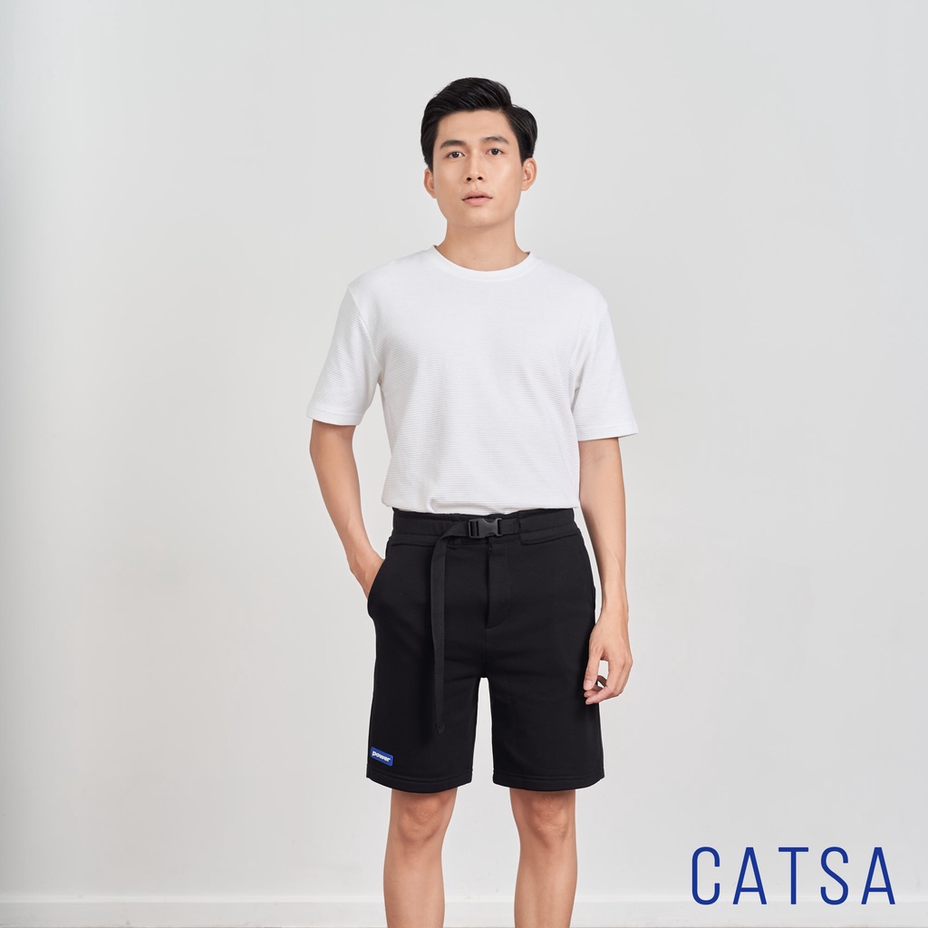 Quần short nam thun mềm mịn POWER màu đen trẻ trung phong cách Hàn Quốc CATSA QSJ061