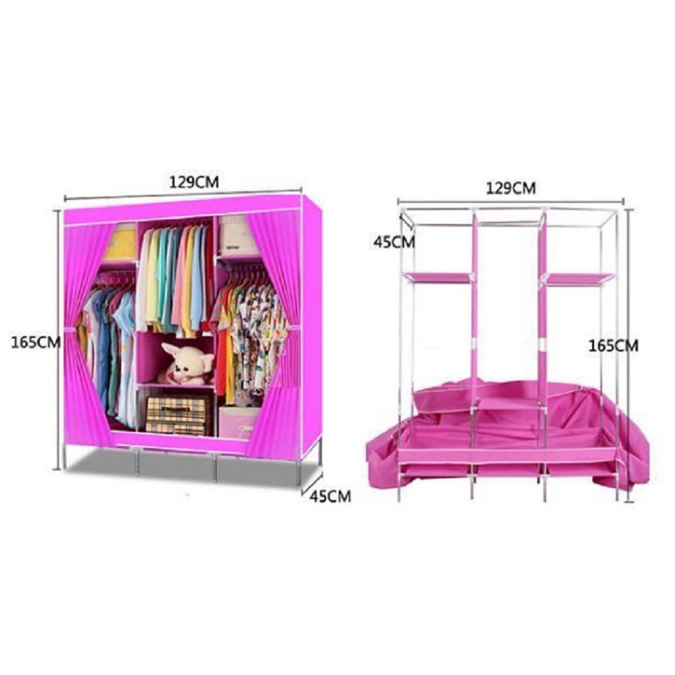 [Mã LIFEXANH03 giảm 10% đơn 500K] [FREE SHIP] Tủ Vải 3 Buồng 8 ngăn màu trơn