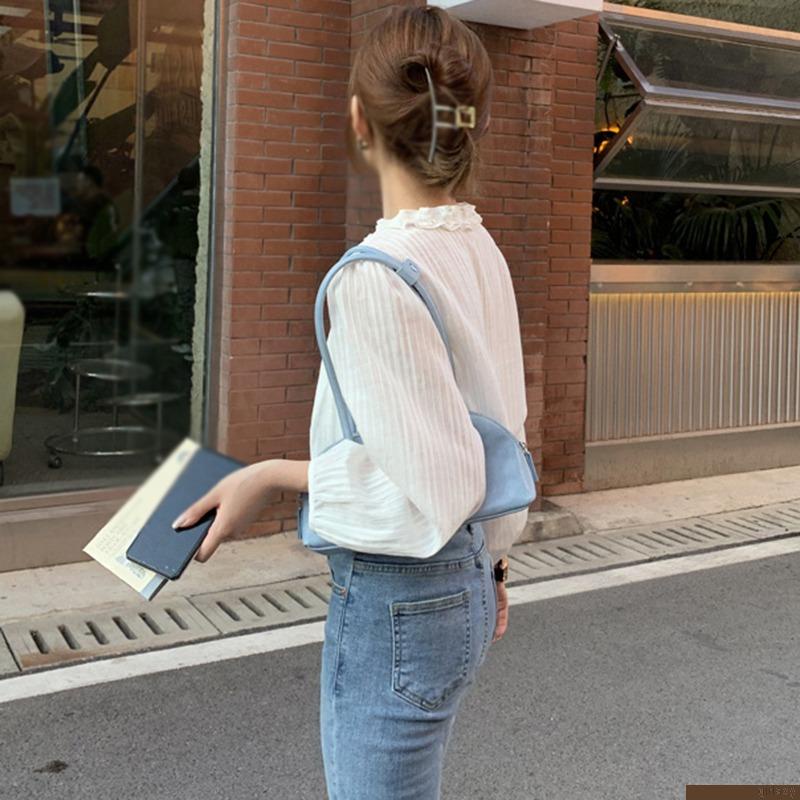 Áo sơ mi nữ tay dài cổ chữ V màu sắc ngọt ngào