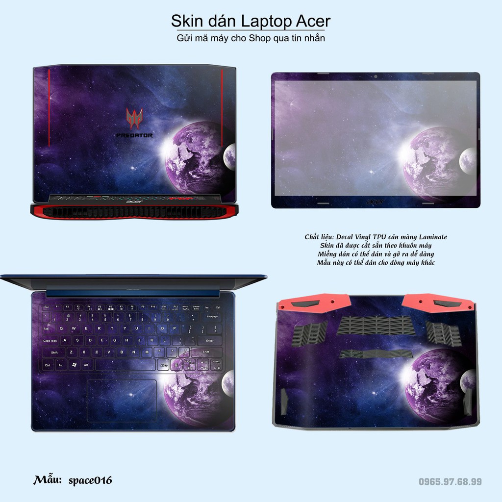 Skin dán Laptop Acer in hình không gian nhiều mẫu 3 (inbox mã máy cho Shop)