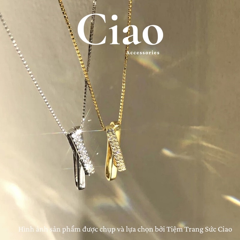 [NEW ITEMS] Dây chuyền/ Vòng cổ mạ bạc S925 thiết kế charm dài đính đá đơn giản Keisha Ciao
