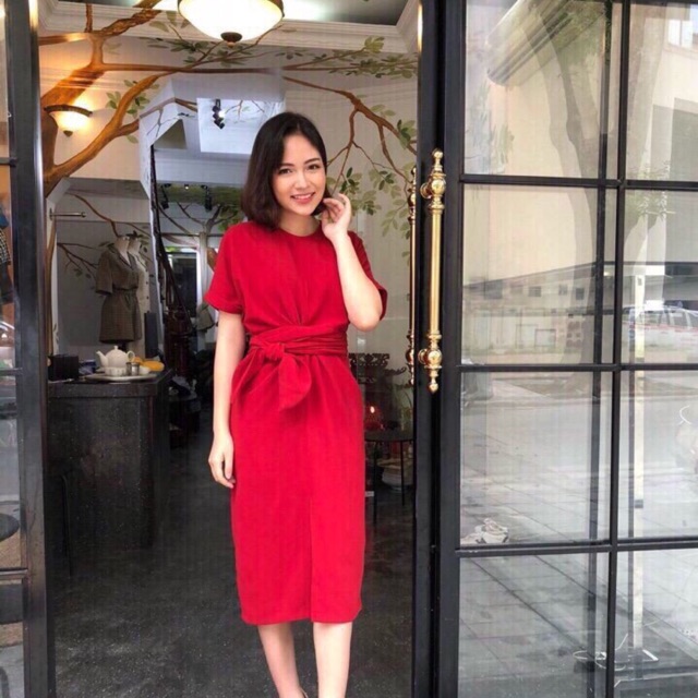 Váy thiết kế nơ eo, hàng thu cực đẹp, eo dúm phần bụng tôn dáng và sang chảnh, chất vải kiện nhật đẹp, ko bai xù. Xs s