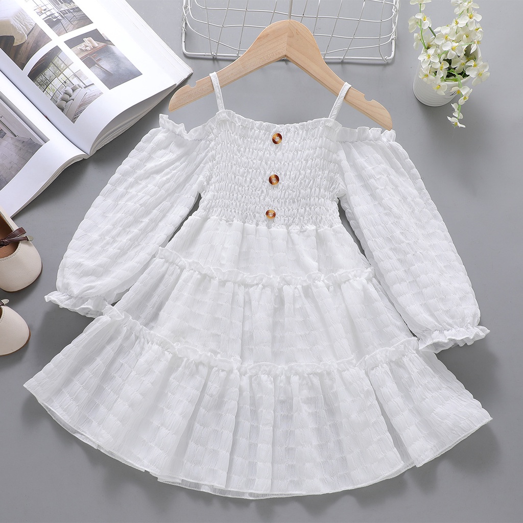Đầm Công Chúa Tay Dài Bằng Cotton Màu Sắc Ngọt Ngào Thời Trang Xuân Thu Phong Cách Hàn Quốc Cho Bé Gái 3-10 Tuổi