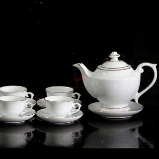 HỢP MỌI KHÔNG GIAN PHÒNG KHÁCH, Bộ Ấm Chén Trà Hoàng Tộc Trắng Vẽ Chỉ Vàng Kim,Bộ Tách Trà Gốm Sứ, Bộ Ấm Pha Trà, Bộ