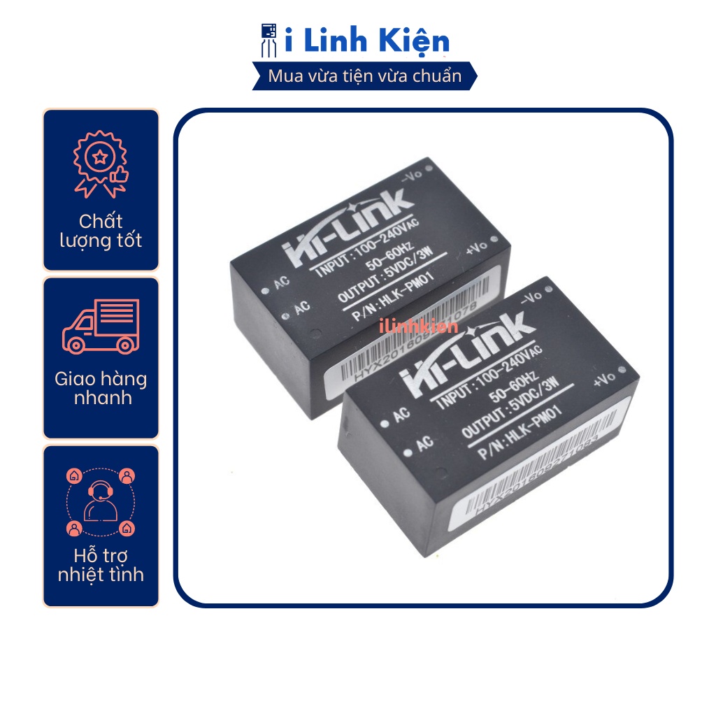 Module nguồn 5V AC-DC 3W HLK-PM01 cách ly ổn áp