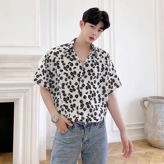 Áo Sơ Mi Hawaii Cúc Daisy Trắng/ Đen (Ảnh THẬT)