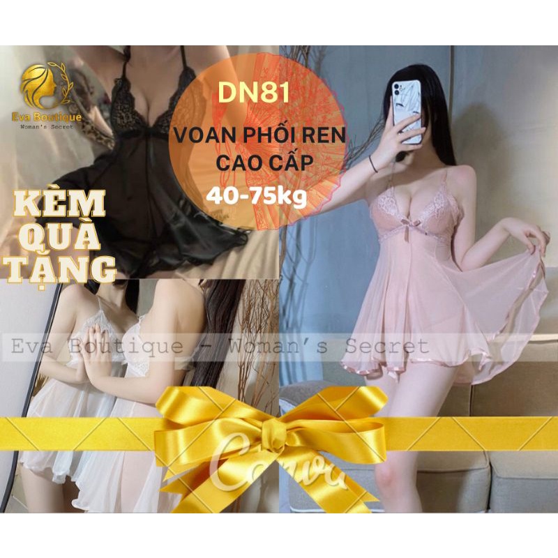 _DN81_Váy ngủ voan lụa phối ren buộc dây lưng sexy [evaboutique9x]