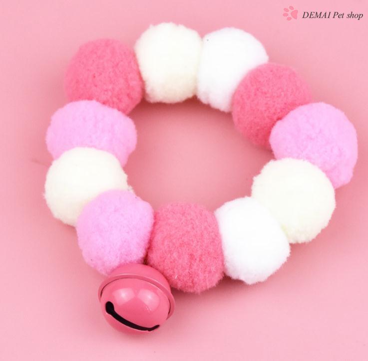 Vòng cổ đính bóng lông xinh xắn dành cho thú cưng