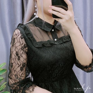 Đầm ren phối tơ bèo ngực