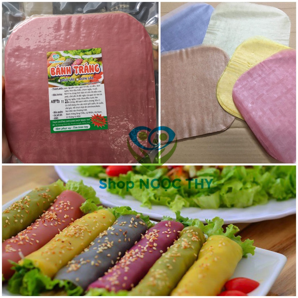 Bánh tráng vuông gạo lứt rau củ ngũ sắc NT Food eatclean ăn kiêng gói 500gr