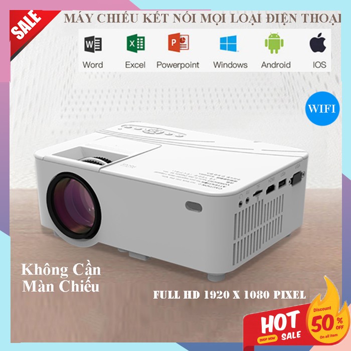 Máy Chiếu Mini, Máy Chiếu KooGold Kết Nối Wifi, Không Cần Màn, Âm Thanh Chân Thực, Hình Ảnh Sắc Nét, [SALE HỦY DIỆT]