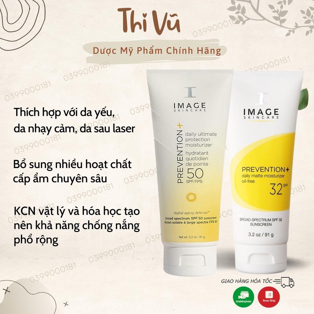 (Nhập khẩu) Kem Chống Nắng Vật Lý IMAGE Skincare Prevention SPF30+, SPF50+ cho Da Dầu Da Hỗn Hợp - Thi Vũ