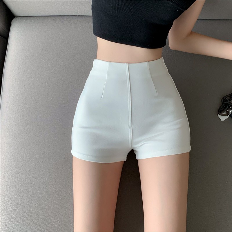 Quần Short Nữ Lưng Cao Quần Đùi Co Giãn Tôn Dáng Khóa Kéo Sườn Chất  Liệu Thun Mango Co Giãn Tốt