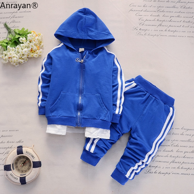 Bộ Đồ Thể Thao 2 Món Áo Khoác Hoodie Vải Cotton Phối Quần Dài Thời Trang Mùa Xuân 2020 Cho Bé