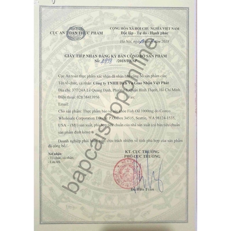 Dầu cá Fish oil Kirkland 1000mg 400 viên