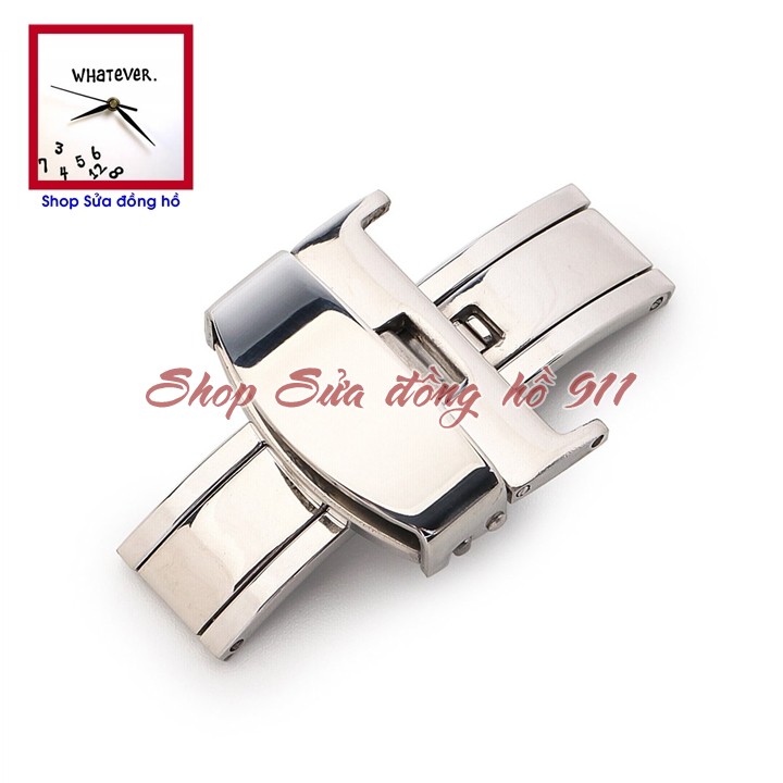 Khóa chống gẫy dây da đồng hồ, bản lề gập 2 bên. Màu Trắng Bạc - Silver