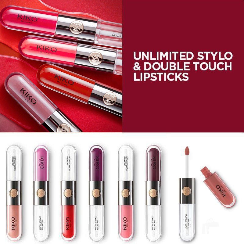 Son Kem Kiko 2 đầu Unlimited Double Touch Satin ( 2 đầu: 1 lì + 1 bóng) - Italy