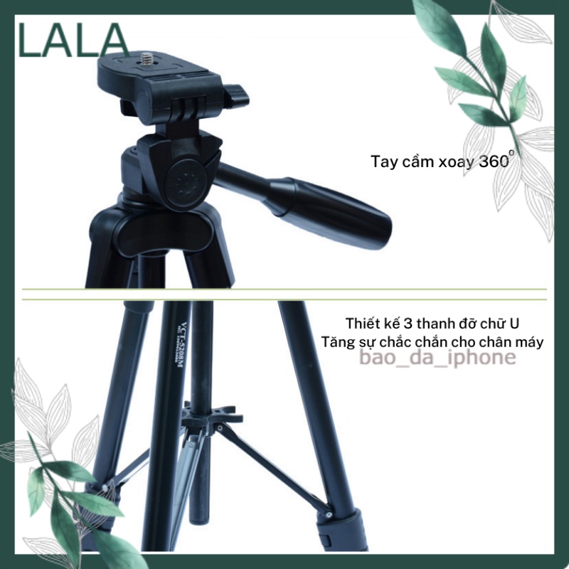 Tripod - Chân máy ảnh / Điện thoại Yunteng 5208RM gọn nhẹ chắc chắn chất liệu nhôm cao cấp