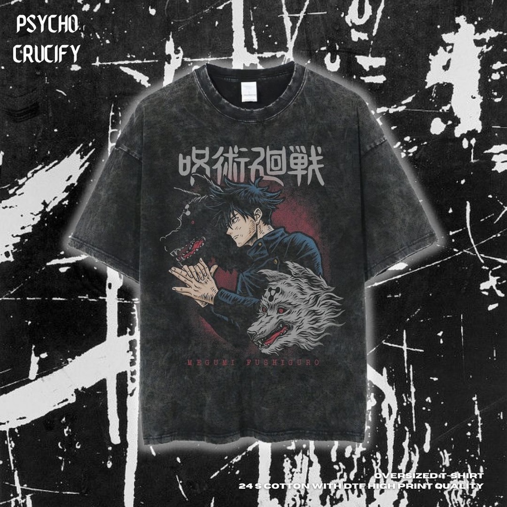 Áo Thun Oversized Tâm Lý "Megumi Fushiguro" | Đá Rửa Đá | Áo Sơ Mi Megumi Fushiguro | Anime | Áo Thun Kaisen Jujutsu | Áo Thun Oversize | Phong Cách Cổ Điển | Áo