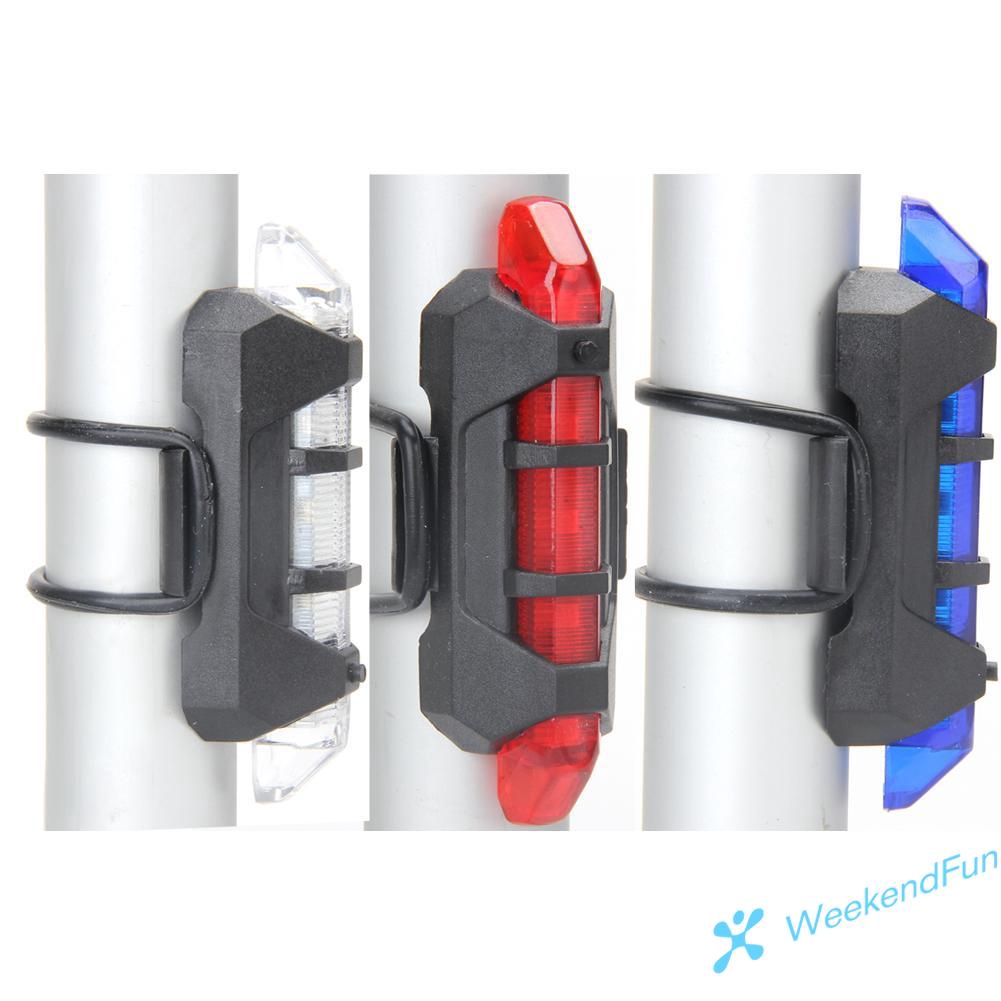 Rear 5 LED Bicycle Cycling Tail USB Rechargeable Red Warning Light Bike