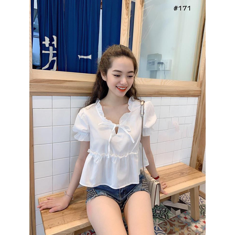 AK548 - Áo Kiểu Babydoll Peplum Đáng Yêu