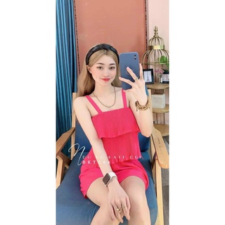 Đồ bộ đùi kate lụa 2 dây mặc nhà dập ly tầng