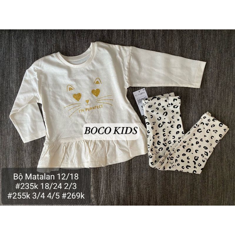 Bộ đồ thu đông bé gái họa tiết hãng Matalan Uk