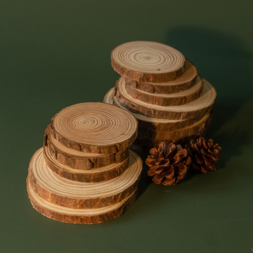 Đế gỗ thông trang trí, dùng để lót nến thơm, tinh dầu nhiều size