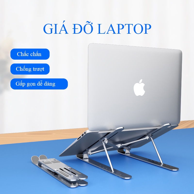 Giá đỡ LAPTOP, MACBOOK, IPAD chất liệu hợp kim nhôm, hỗ trợ tản nhiệt có thể gấp gọn chỉnh độ cao - k1321