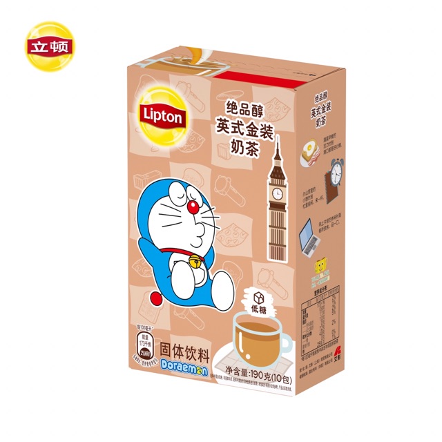 Trà sữa Lipton Doraemon ô long/ matcha/ socola/ uyên ương hộp 10 gói 190g