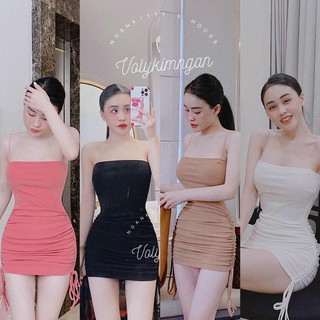 Đầm body 2 dây rút chất len gân,đầm body dự tiệc-ly store