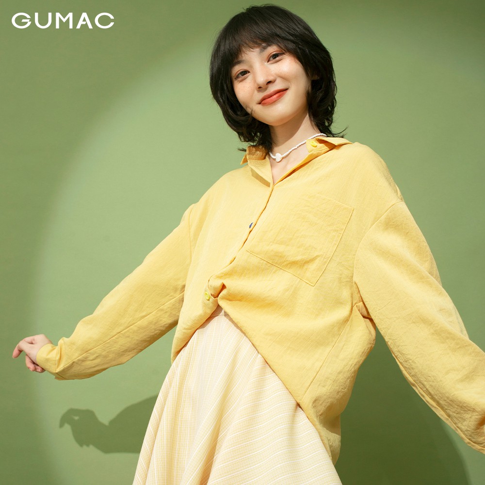 Áo sơ mi nữ phối nút nhiều màu GUMAC trơn đủ size, thiết kế basic năng động, trẻ trung AB192 | BigBuy360 - bigbuy360.vn