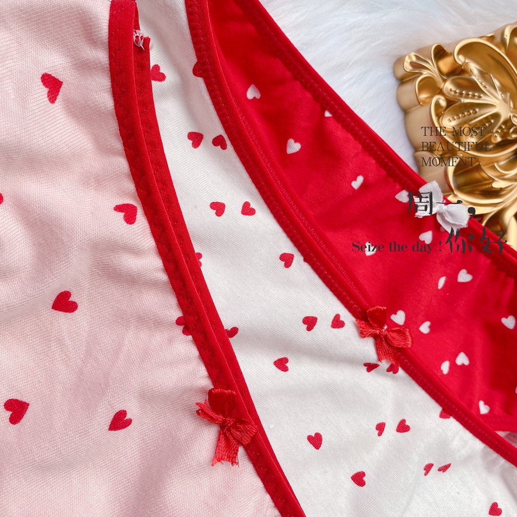 *☘️Mới ☘️* SET 3 quần chip cotton size nhỏ 35-42kg ( SET ĐỎ TRÁI TIM)