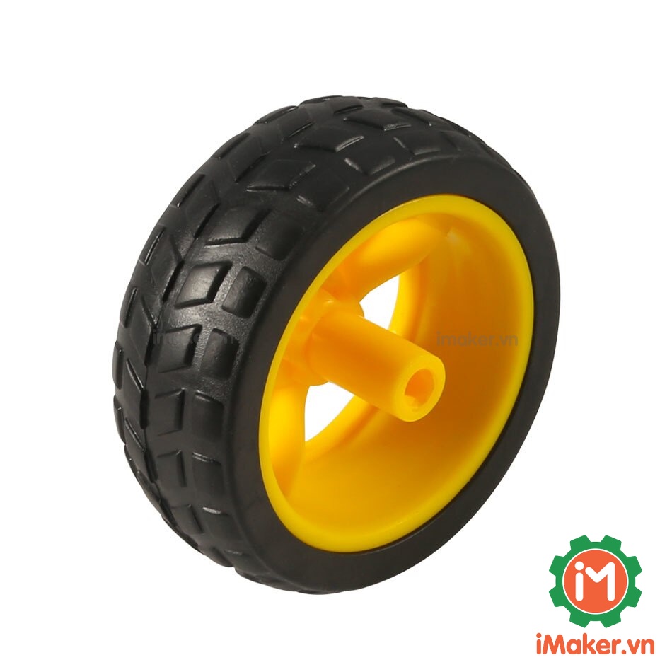 Bánh xe động cơ giảm tốc vàng, chế tạo xe robot, xe dò line sáng tạo, bánh đường kính 62mm