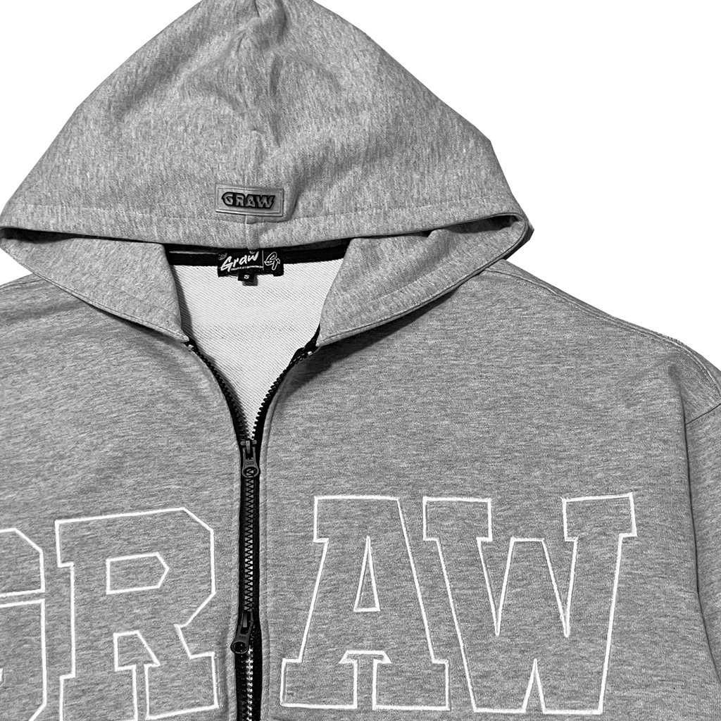 Áo HOODIE ZIP Màu Xám Basic Graw - Xám