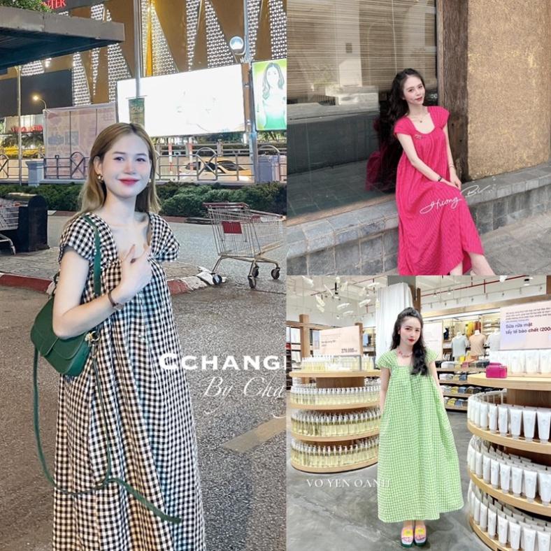 Váy 2 Dây Bản To Tay Hến Kẻ Caro 6 Màu Clara Siêu Xinh
