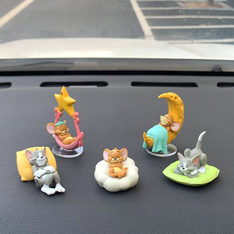 Cat and Mouse Car Decoration Hand-Made Car Accessories Tom Jerry Mouse Doll Dashboard Cute Cartoon Car Auto department store supplies
