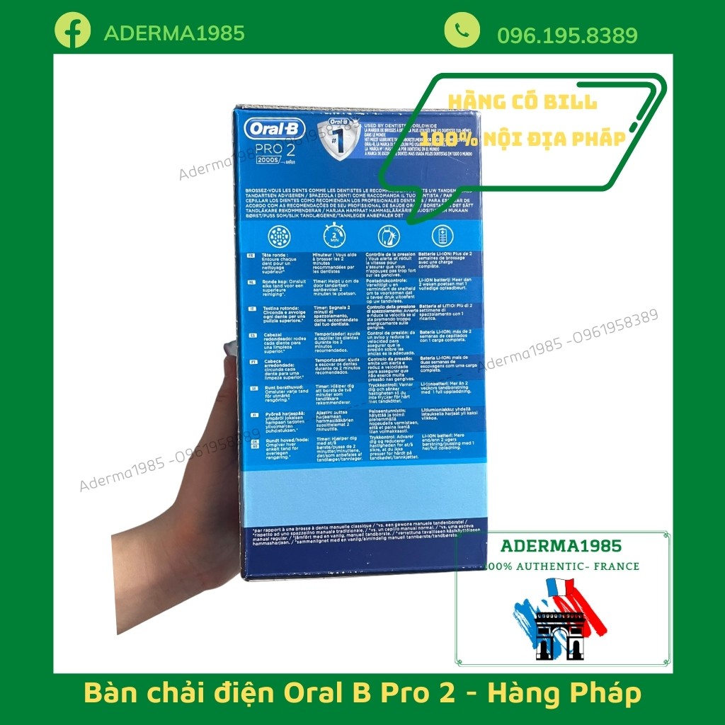 Bàn chải đánh răng điện Oral-B Pro 2 2000S Sensi Ultrathin , oralb pro 2 làm sạch răng, hạn chế viêm nướu - hàng pháp