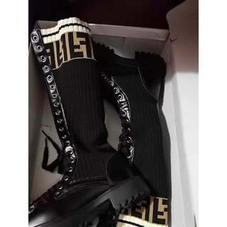 (ẢNH THẬT) BOOTS ĐÙI DA NỮ PHỐI LEN BOOT CAO CỔ F ĐẾ 3CM