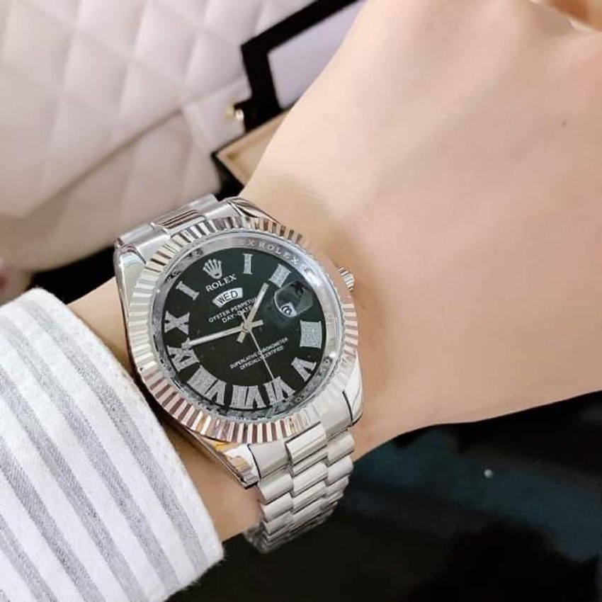 [Cao Cấp]Đồng hồ Rolex nam size 38mm dây màu Bạc đúc hợp kim NGUYÊN KHỐI không gỉ, không phai màu - Bảo hành 12 tháng