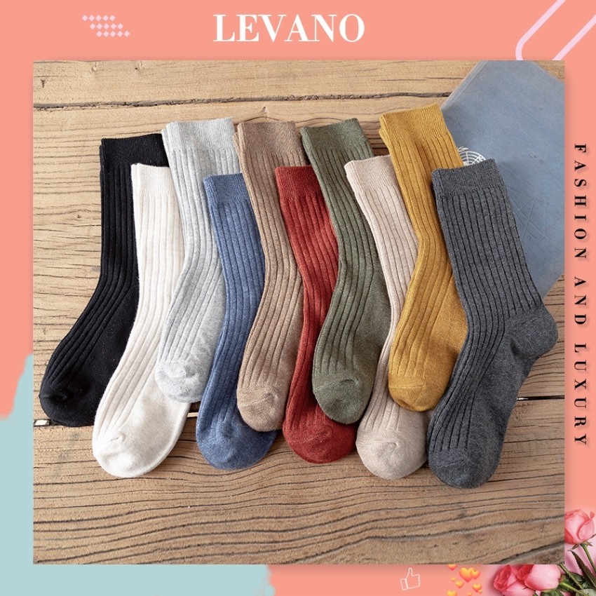 Tất nữ cao cổ Ulzzang LEVANO chất liệu cotton co giãn 4 chiều phong cách Hàn Quốc T008