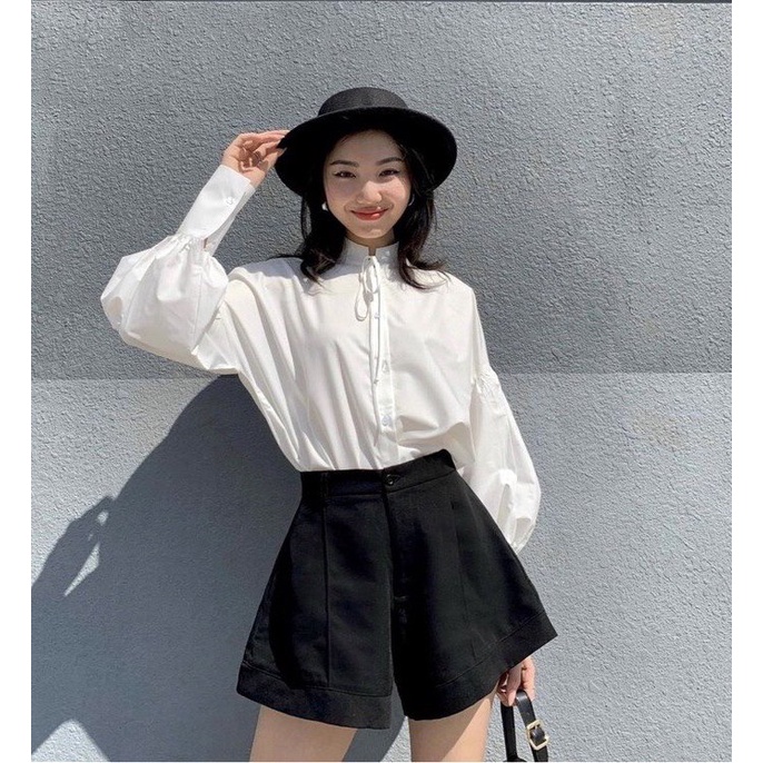 Quần Short Ống Vểnh PEONYB Nữ [FREESHIP]  Sooc kaki cạp cao form rộng thiết kế bánh bèo tiểu thư kiểu hàn quốc đẹp