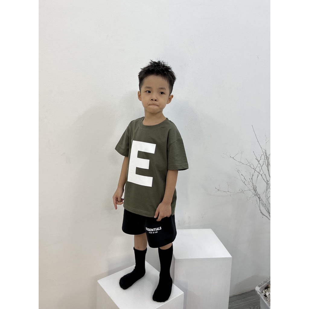 Áo ESSENTINAL E XANH ngắn tay dành cho bé chất cotton thoáng mát SETTH08