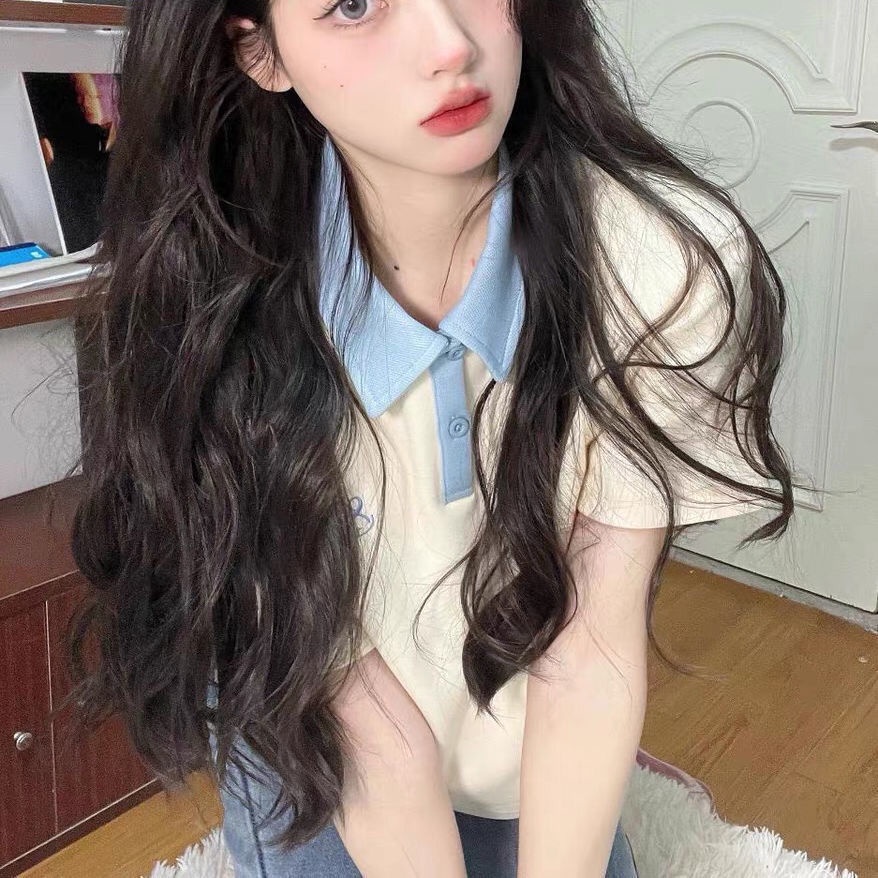 Áo polo Tay Ngắn Dáng Rộng Phong Cách Hàn Quốc Thời Trang Cho Nữ