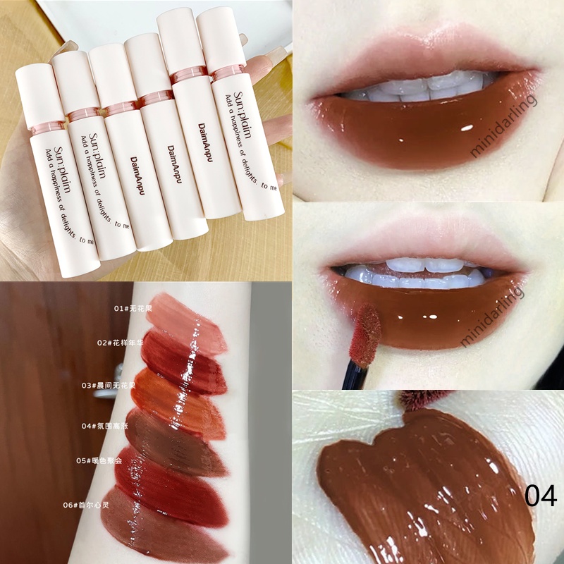 Son Kem DAIMANPU Hiệu Ứng Gương Dưỡng Ẩm Môi Lâu Trôi 6 Màu Tùy Chọn Hiệu