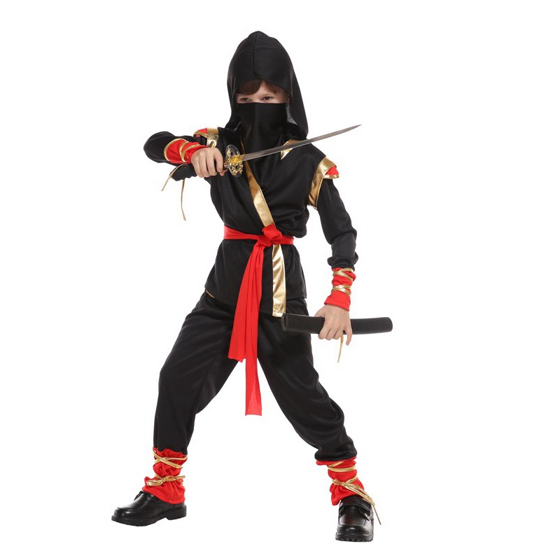Trang Phục Hóa Trang Ninja Màu Vàng Đen Nhân Dịp Halloween Cho Bé Trai