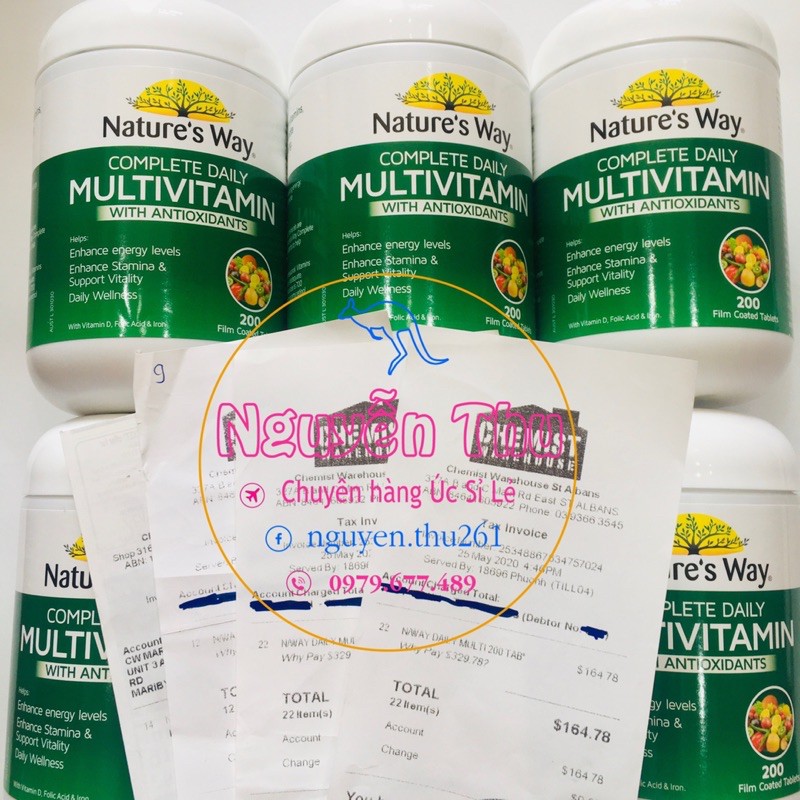 Viên uống Vitamin tổng hợp từ tảo biển và rau củ - Multivitamin Complete daily spirulina Nature’s way, lọ 200 viên