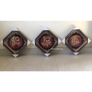 Tranh chữ Phúc -Lộc - Thọ bằng đồng nguyên chất 42x42cm