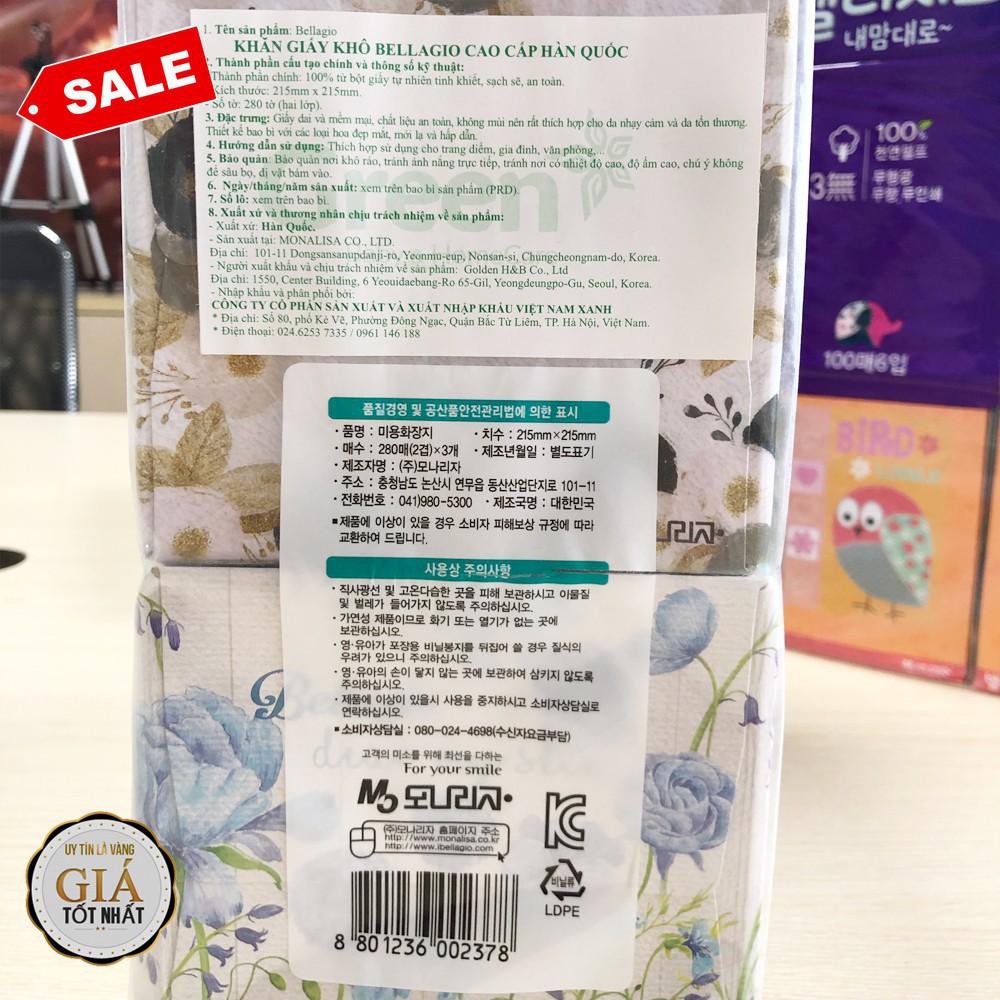 [RẺ VÔ ĐỊCH] 1 Lốc Giấy Ăn Nhập Khẩu Hàn Quốc 250tờ (giấy 2 lớp)